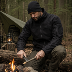 MFH Fleece-Jacke Combat schwarz KI generiert