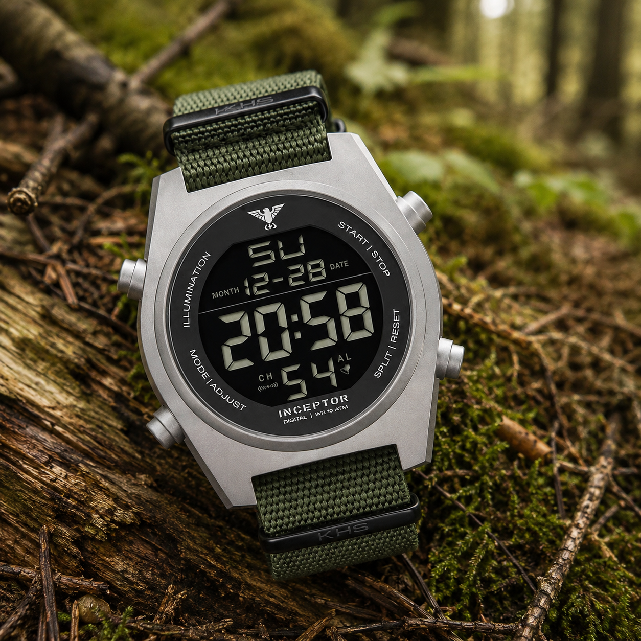 KHS Uhr Inceptor Steel Digital mit Natoband oliv KHS Uhr Inceptor Steel Digital mit Natoband oliv
