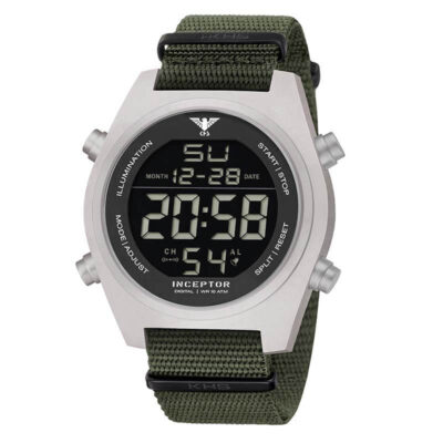 KHS Uhr Inceptor Steel Digital mit Natoband oliv