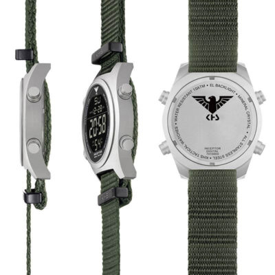 KHS Uhr Inceptor Steel Digital mit Natoband oliv