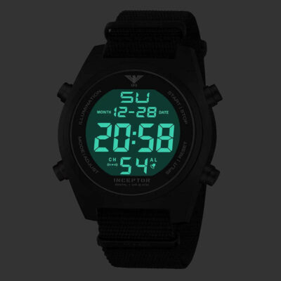 KHS Uhr Inceptor Black Steel Digital Natoband schwarz