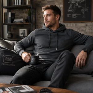 GLOCK Sweat Hoodie Grau Melange KI generiert