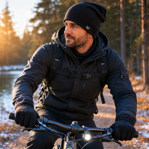 Fox Outdoor Beanie Merino Light Schwarz KI generiert