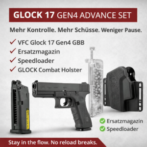 VFC GLOCK 17 Gen4 GBB Advance Set inkl. Ersatzmagazin, Speedloader & Combat Holster